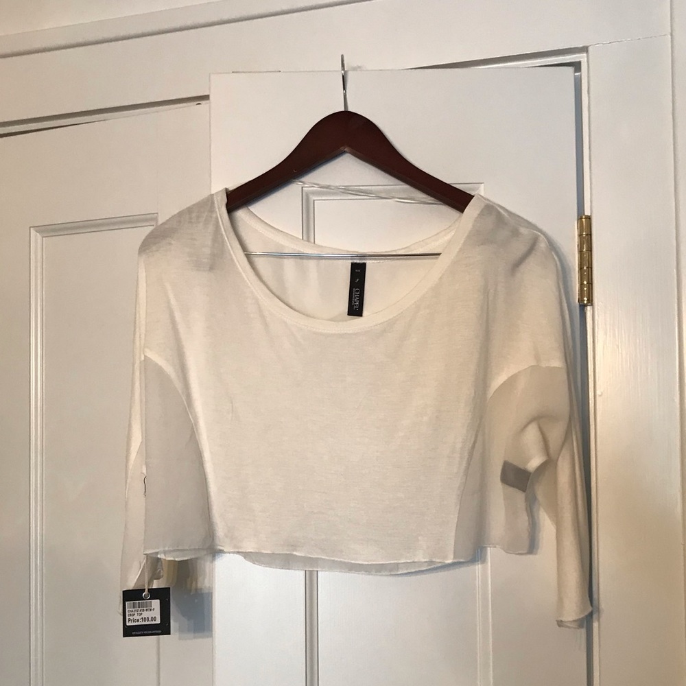 Chapel, Cream Crop Top with 3/4 sleeve. NWT